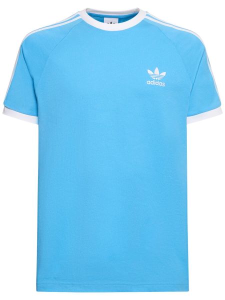 T-shirt i bomull med mönster i ränder Adidas Originals blå