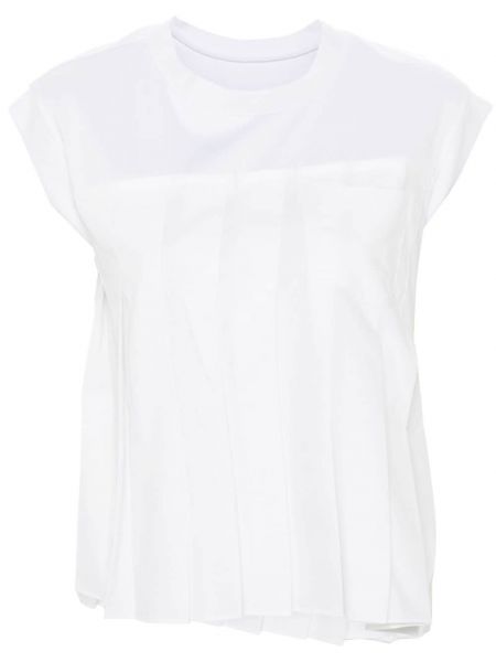 Plisseret t-shirt Sacai hvid