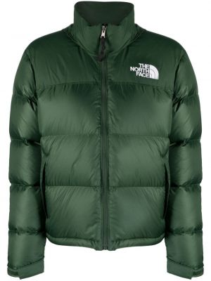 Páperová bunda s potlačou The North Face zelená