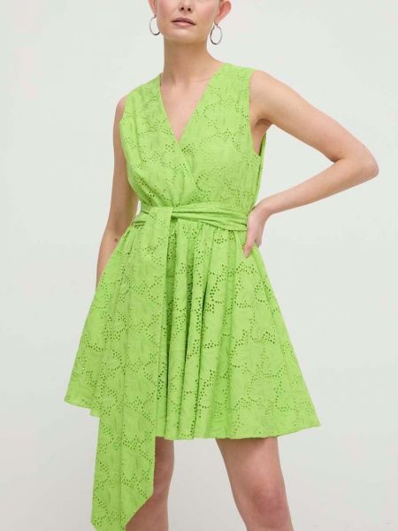 Bavlněné mini šaty Silvian Heach zelené