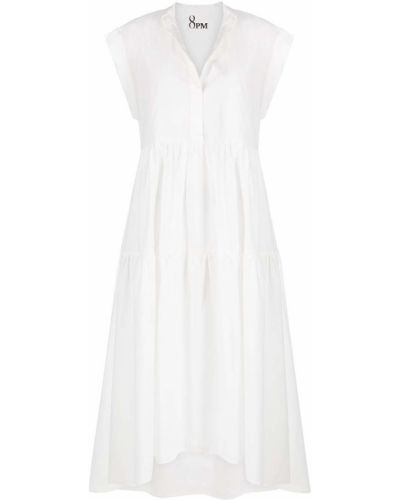 Платье миди с высоким воротником 8pm, белое