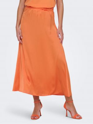 Saténová saténová dlhá sukňa Jdy oranžová