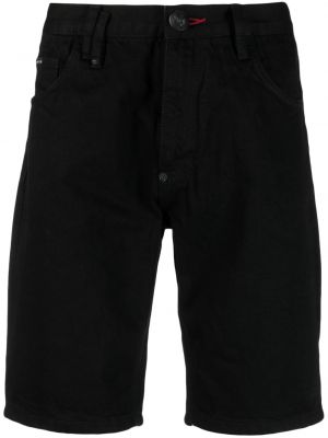 Kratke jeans hlače z vezenjem Philipp Plein črna