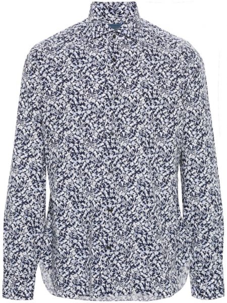 Φλοράλ βαμβακερό πουκάμισο με σχέδιο Barba μπλε