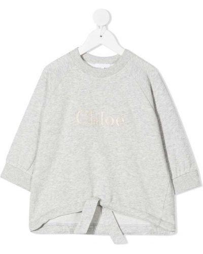 Brodert hettegenser for jenter Chloe Kids grå