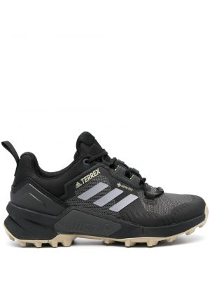 Sneakerși din bumbac cu imagine cu dungi Adidas negru