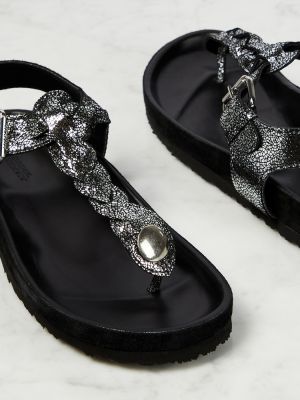Kožené sandály Isabel Marant stříbrné