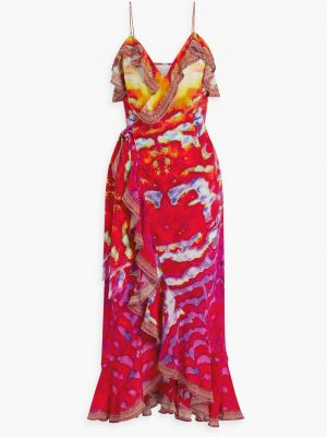 Длинное платье с принтом Camilla красное