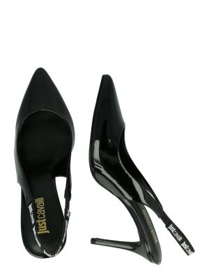 Полуотворени обувки с ток с отворена пета Just Cavalli черно