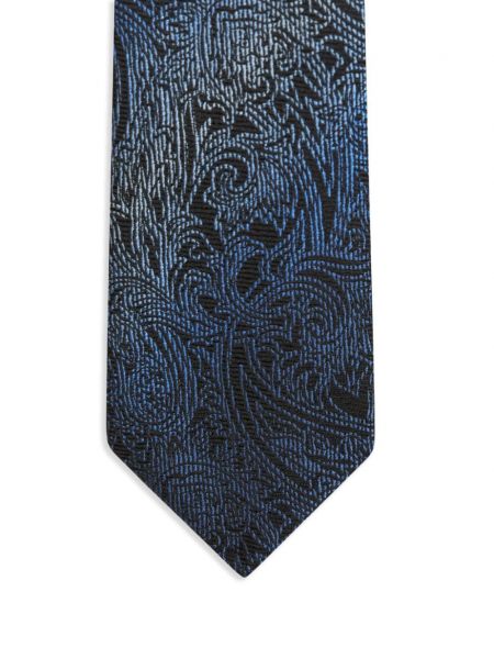 Žakárová hedvábná kravata s potiskem Etro modrá