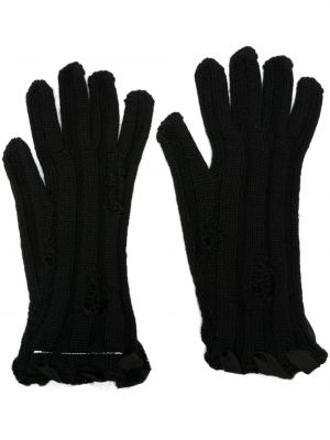 Γάντια με φθαρμένο εφέ Mm6 Maison Margiela μαύρο