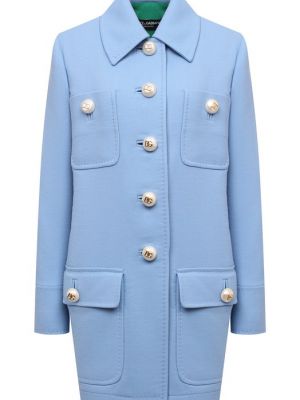 Шерстяное пальто Dolce & Gabbana голубое