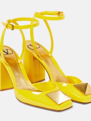 Pantofi cu toc din piele de lac Valentino Garavani galben