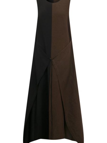 Льняное платье из вискозы Uma Wang хаки