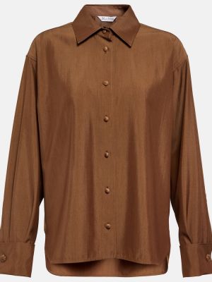 Šilkinė vilnonė marškiniai Max Mara ruda