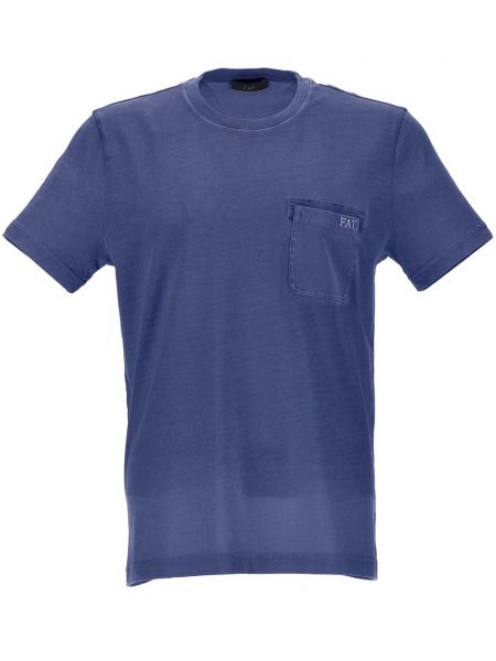 T-shirt brodé en coton Fay bleu