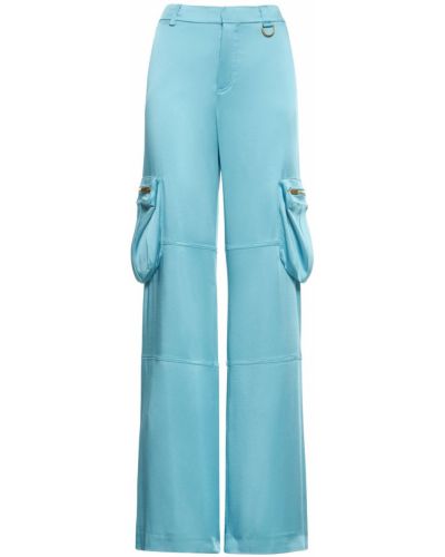 Relaxed сатенени карго панталони Blumarine синьо