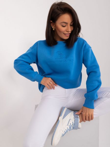 Džemperis su užrašais oversize su izoliacija Fashionhunters mėlyna