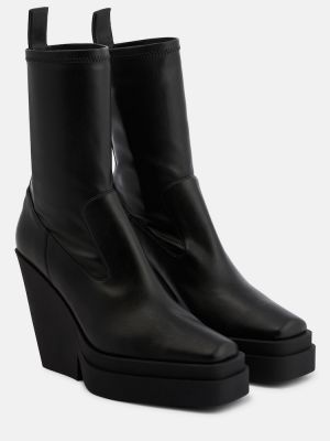 Кожени обувки до глезена от изкуствена кожа Gia Borghini черно