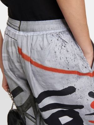 Pantaloni sport din bumbac cu imagine Vetements gri