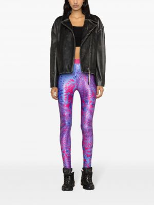 Legíny s potiskem Versace Jeans Couture fialové