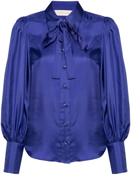Копринена блуза с яка Zimmermann виолетово