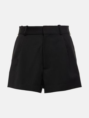 Shorts en laine en cristal en crêpe Area noir