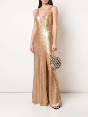 Vakarinė suknelė v formos iškirpte Marchesa Notte Bridesmaids auksinė