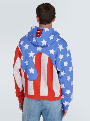 Prugasta pamučna hoodie s kapuljačom s uzorkom zvijezda Erl plava