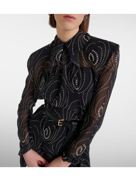 Midi haljina s printom Prada crna