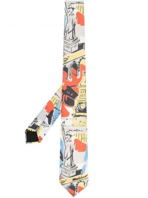 Копринена вратовръзка с принт с абстрактен десен Moschino жълто