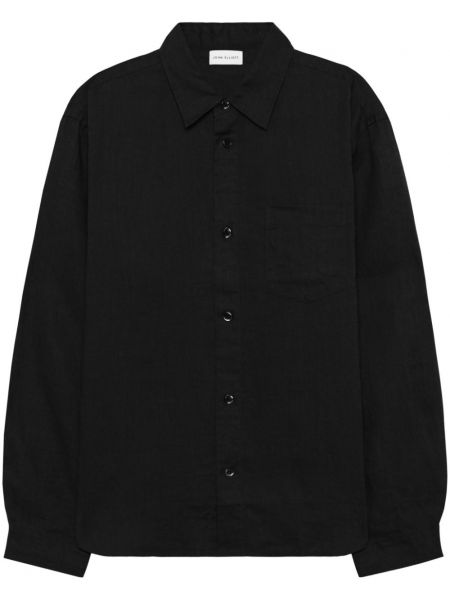 Λινό πουκάμισο John Elliott μαύρο