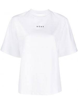 T-shirt con stampa con scollo tondo Róhe bianco