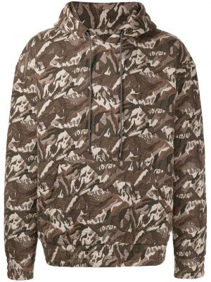 Kamufliažinis žakardinis medvilninis džemperis su gobtuvu Mostly Heard Rarely Seen žalia