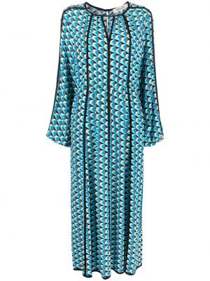 Modré midi šaty s potiskem Dvf Diane Von Furstenberg