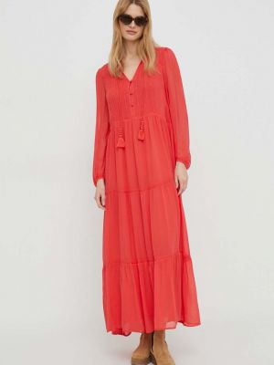 Красное длинное платье Pepe Jeans
