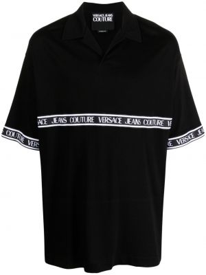 Bombažna polo majica Versace Jeans Couture črna