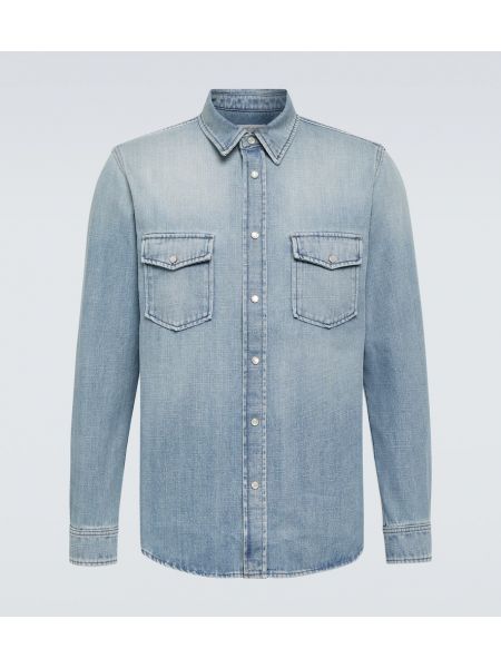 Medvilninė džinsiniai marškiniai oversize Saint Laurent