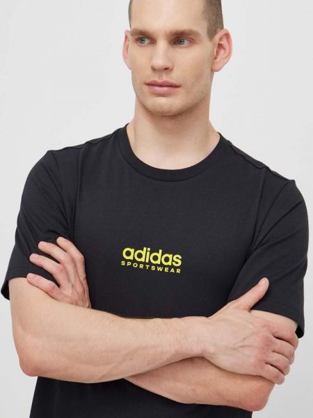 Pamut póló Adidas fekete