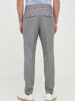 Jednobarevné vlněné kalhoty Boss šedé