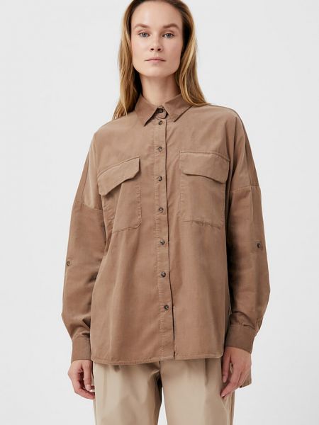 Джинсовая рубашка с карманами Finn Flare коричневая