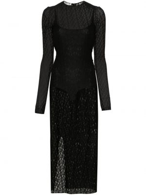 Κοκτέιλ φόρεμα με διαφανεια από διχτυωτό Alessandro Vigilante μαύρο