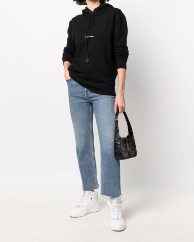 Raštuotas džemperis su gobtuvu Saint Laurent juoda
