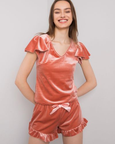 Veliūro pižama Fashionhunters rožinė