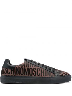 Sneakersy żakardowe Moschino brązowe