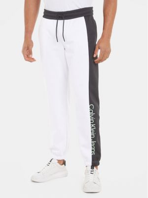 Pantaloni tuta Calvin Klein Jeans bianco