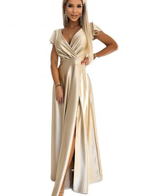 Satynowa sukienka długa Numoco złota
