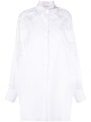 Βαμβακερό πουκάμισο με δαντέλα Ermanno Scervino λευκό