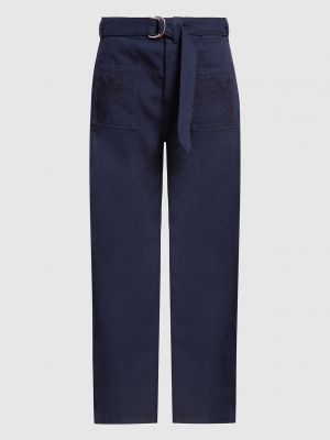 Прямые брюки с вышивкой Etro синие