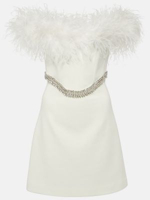 Mini vestido con plumas de plumas de crepé Rebecca Vallance blanco